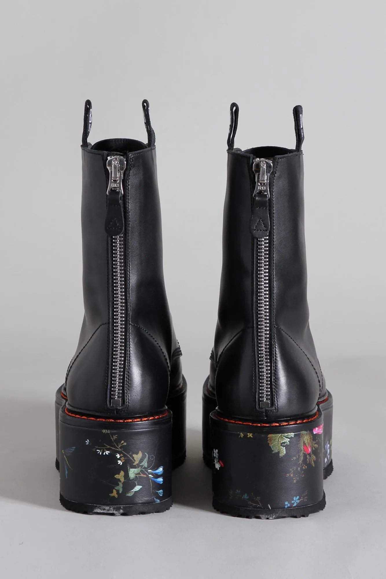 DOUBLE STACK BOOT - BLACK WITH FLORAL PLATFORM sold by R13 product image thumbnail 3