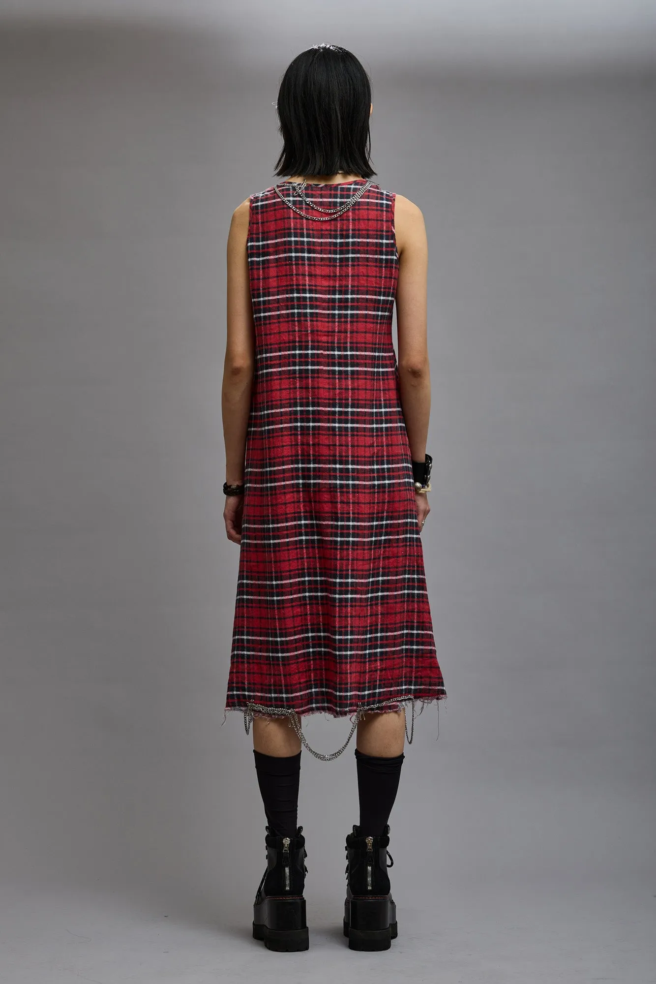 CHAIN EMBELLISHED MIDI - RED PLAID sold by R13 product image thumbnail 5