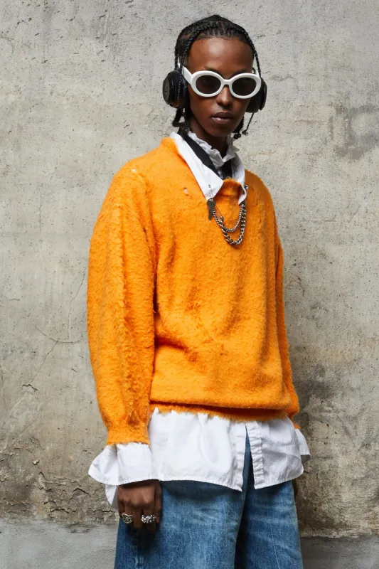 SHAGGY OVERSIZED SWEATER - ORANGE sold by R13