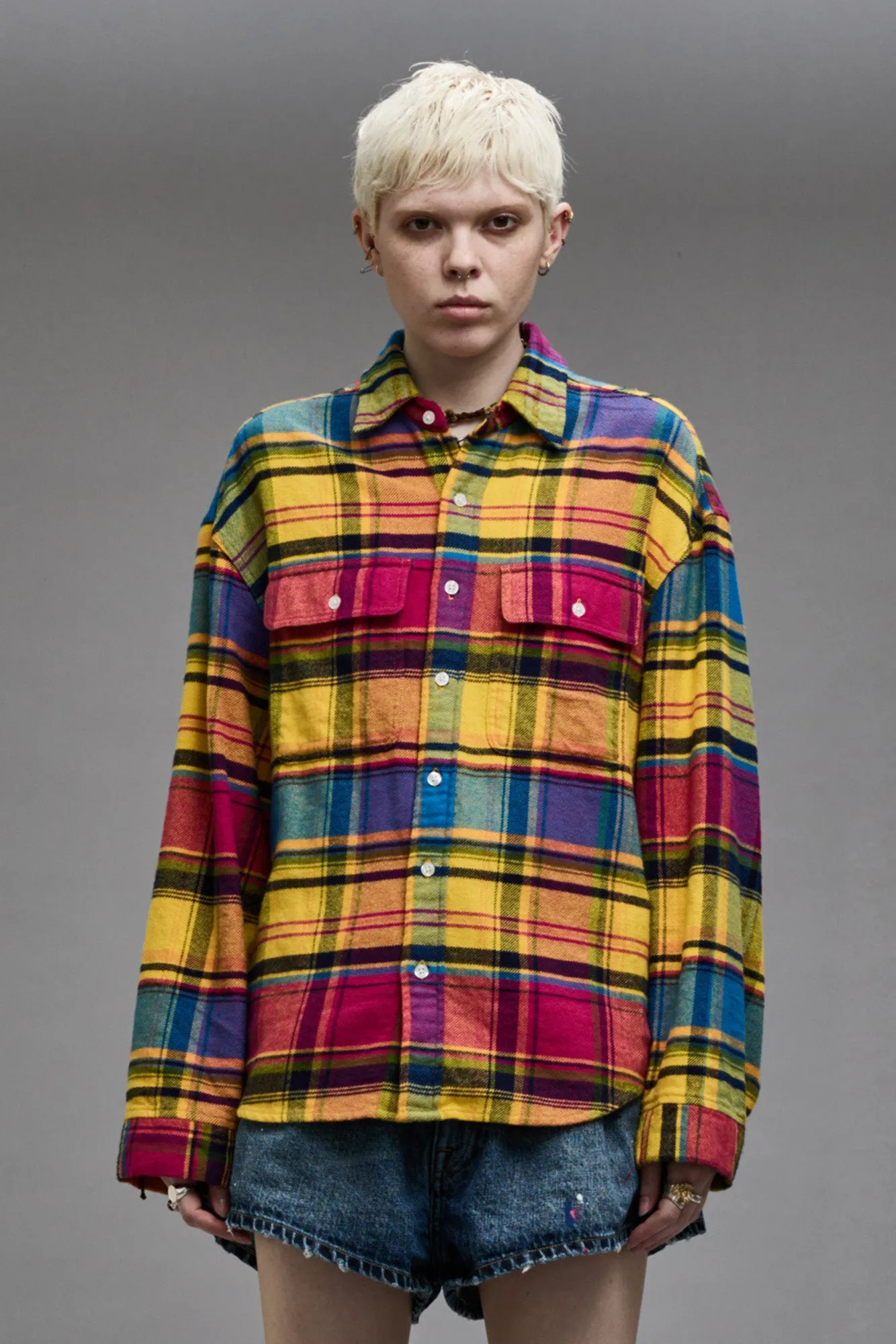 RELAXED WORKSHIRT - RAINBOW PLAID sold by R13 product image thumbnail 3