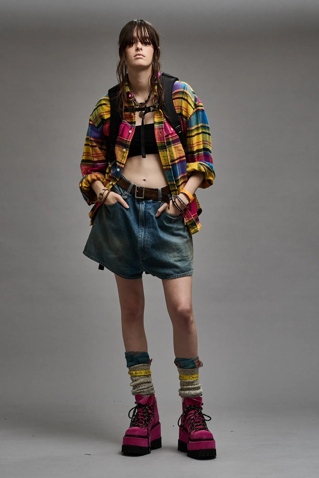 RELAXED WORKSHIRT - RAINBOW PLAID sold by R13 product image thumbnail 2