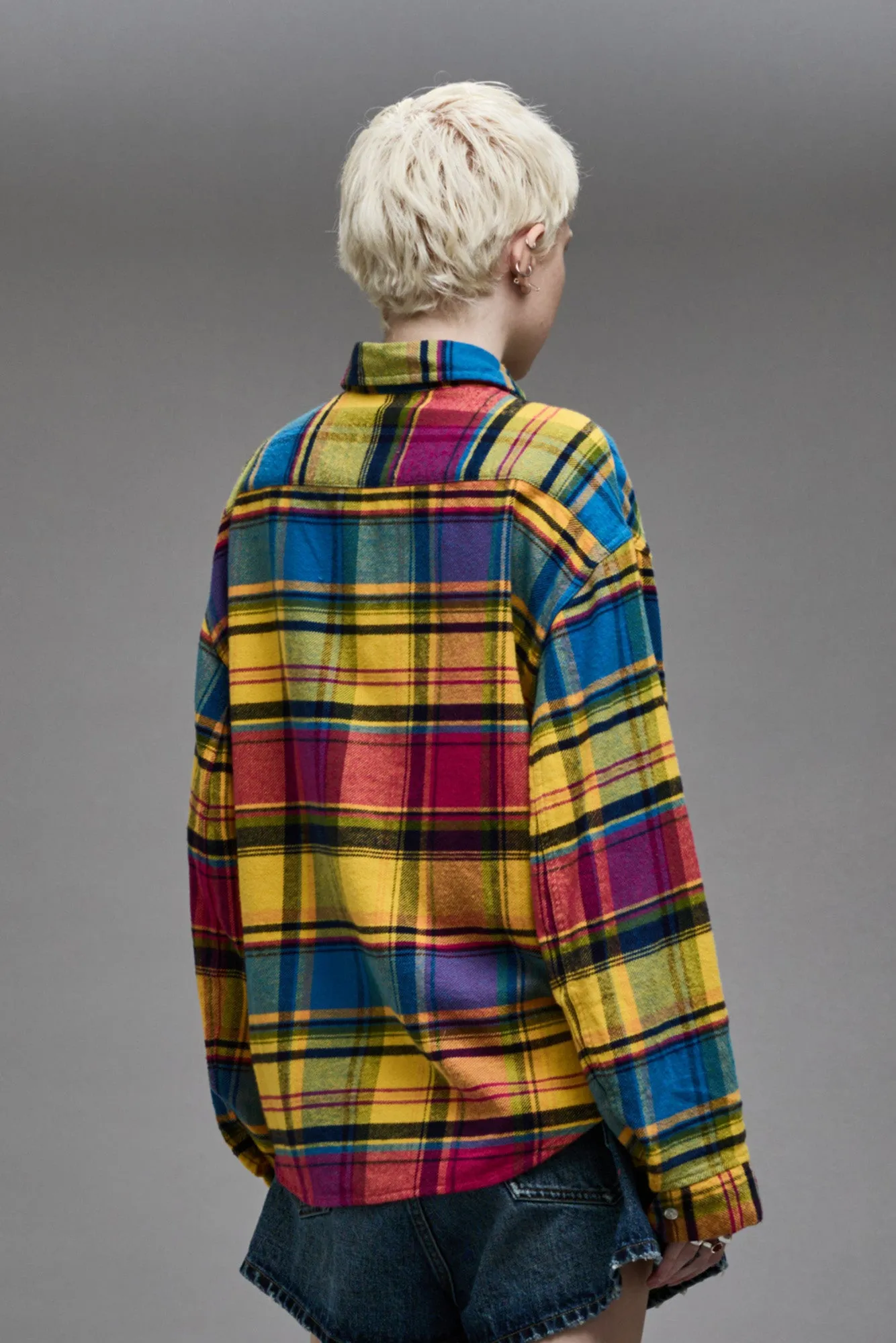 RELAXED WORKSHIRT - RAINBOW PLAID sold by R13 product image thumbnail 5