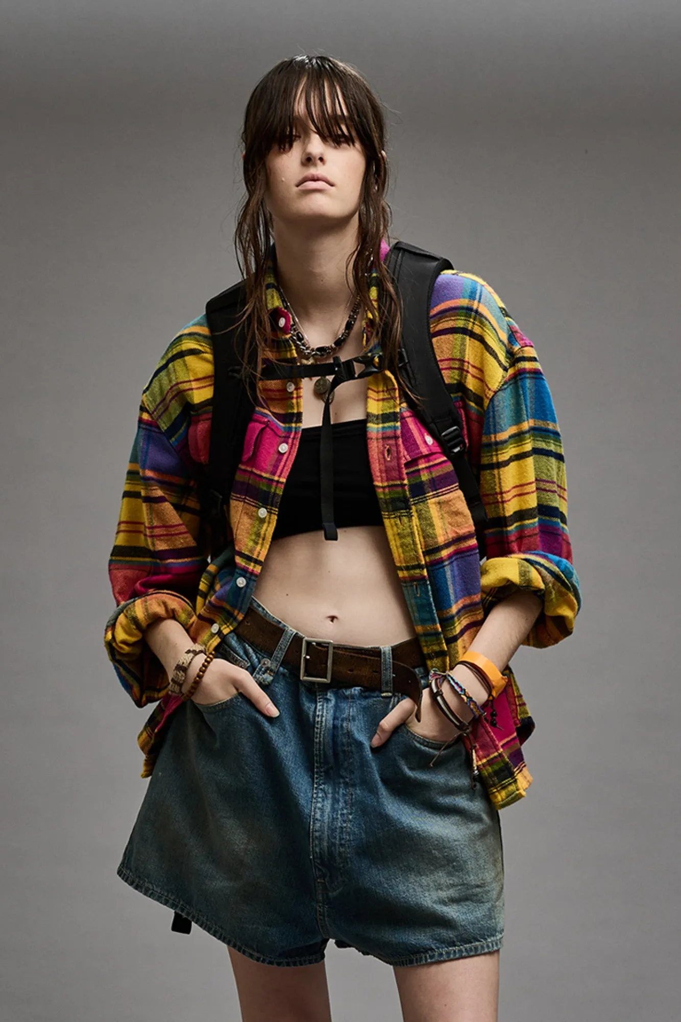 RELAXED WORKSHIRT - RAINBOW PLAID sold by R13