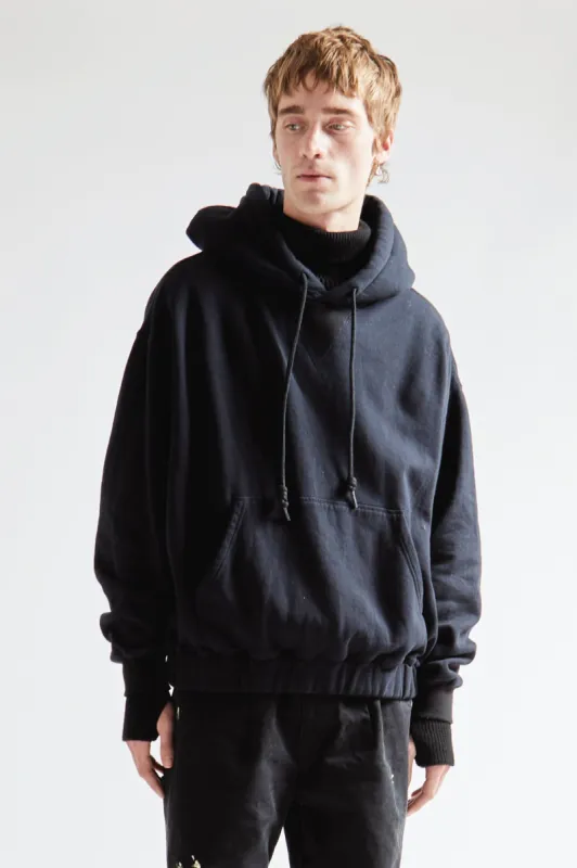 OVERSIZED SIDE GUSSET HOODIE - BLACK FLEECE sold by R13