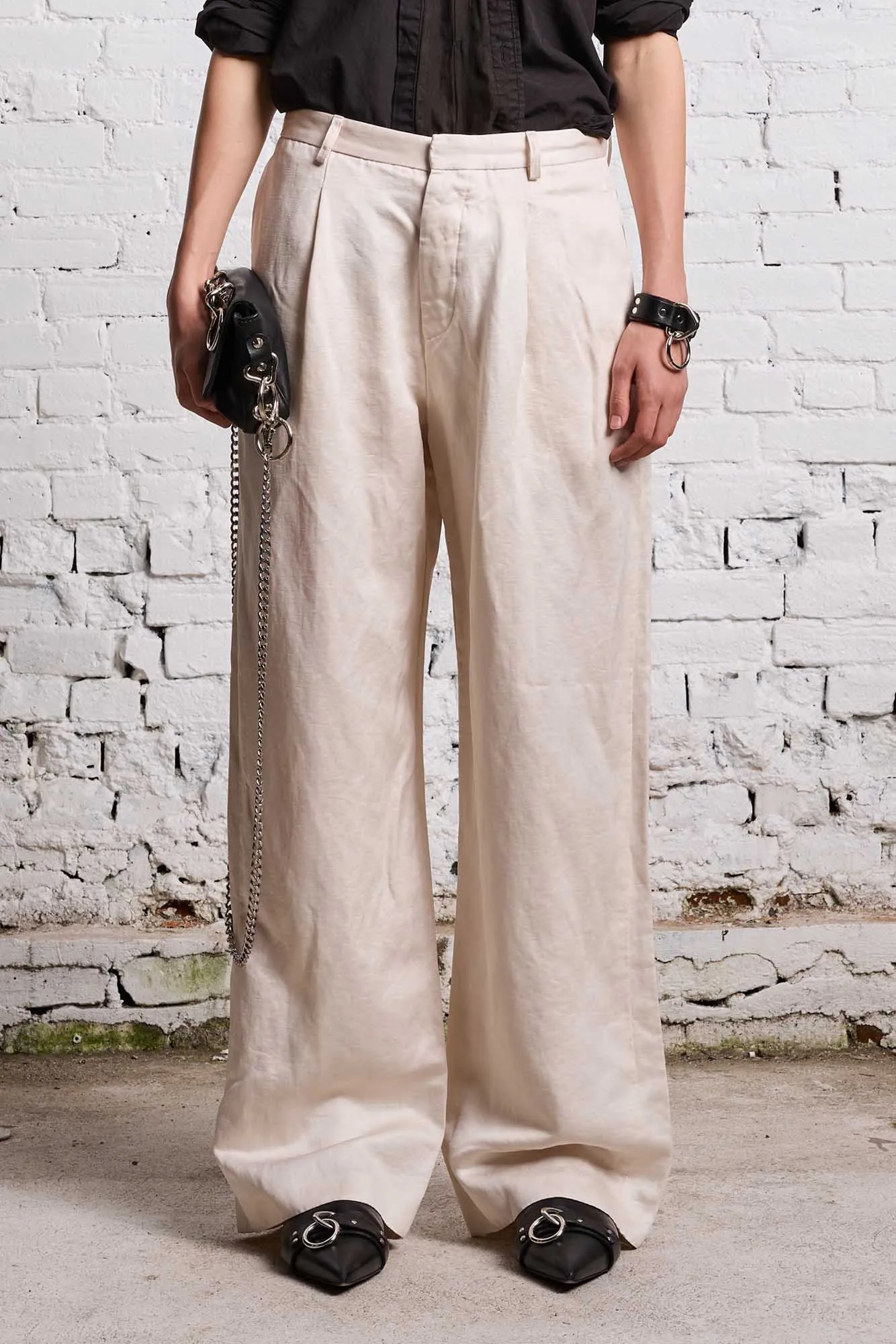 DAMON LINEN TROUSER - OYSTER sold by R13 product image thumbnail 3