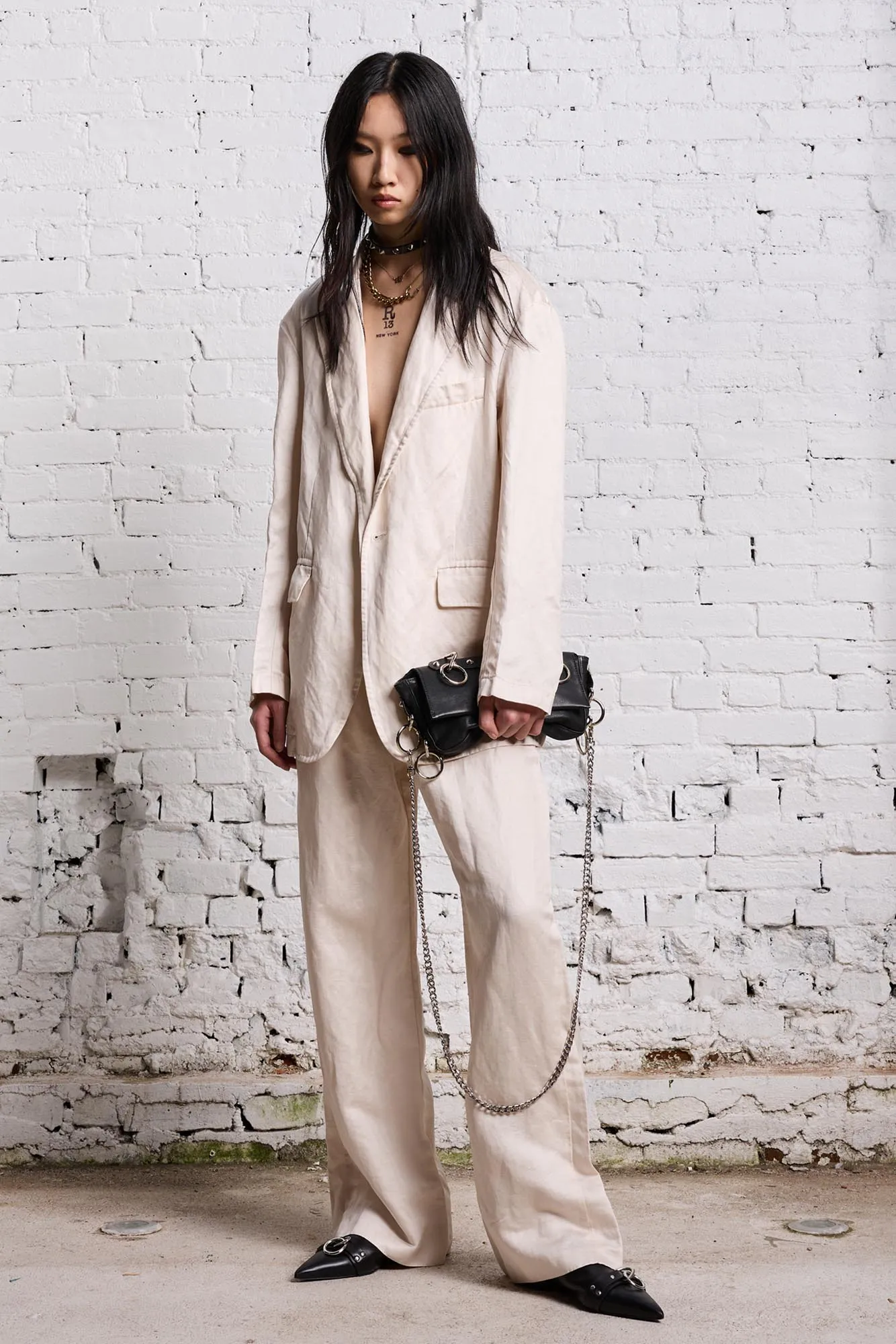 DAMON LINEN TROUSER - OYSTER sold by R13 product image thumbnail 2