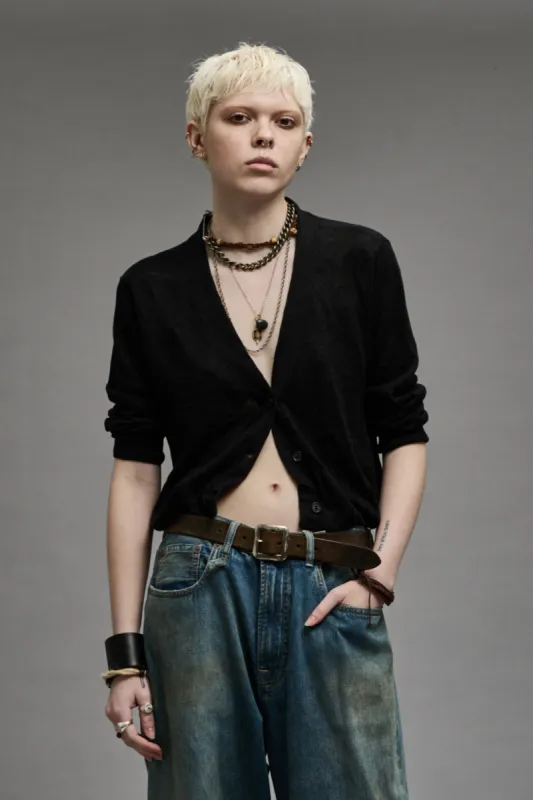 BALLOON CARDIGAN - BLACK sold by R13