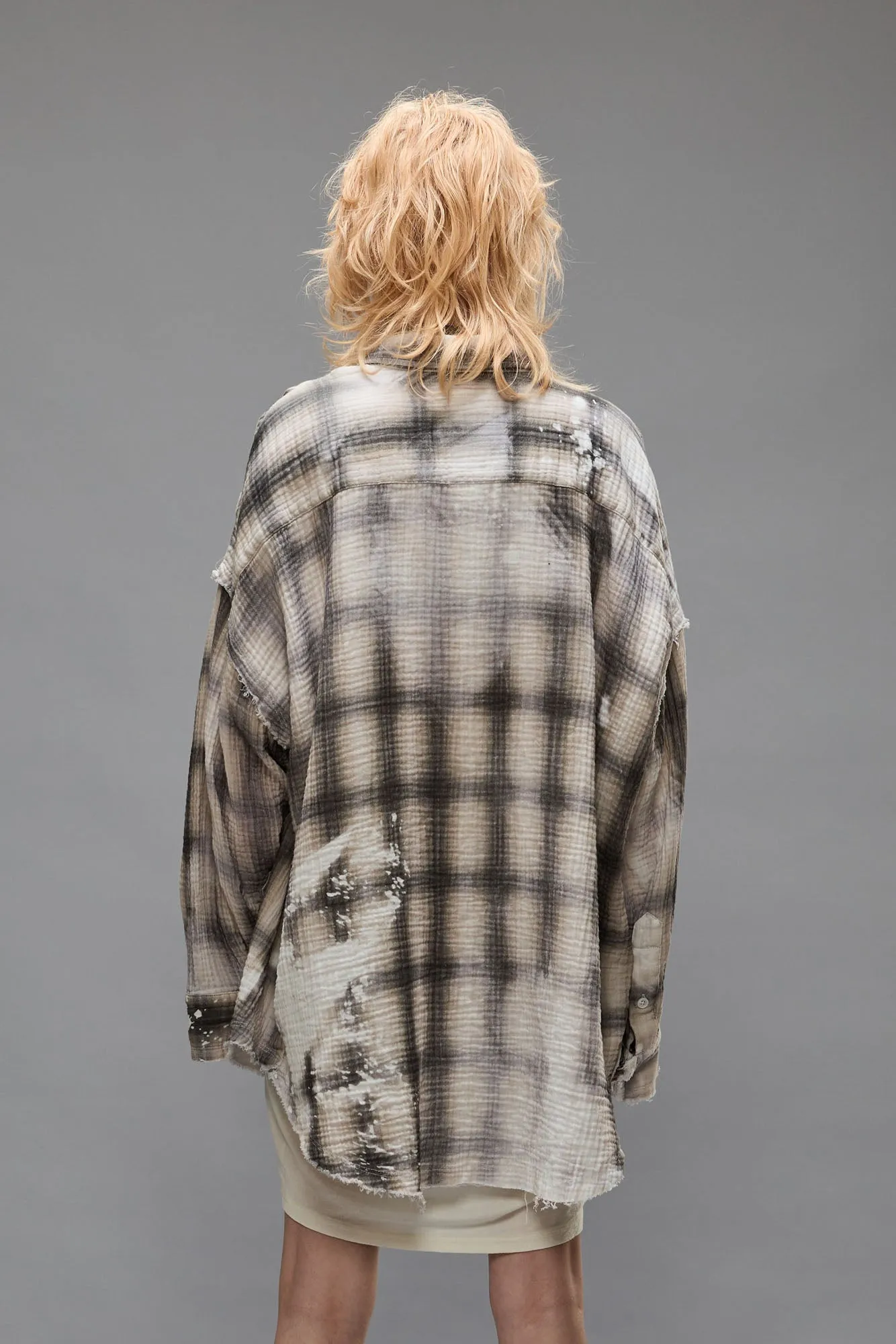 SHREDDED SEAM DROP NECK - PRINTED GREY PLAID sold by R13 product image thumbnail 4