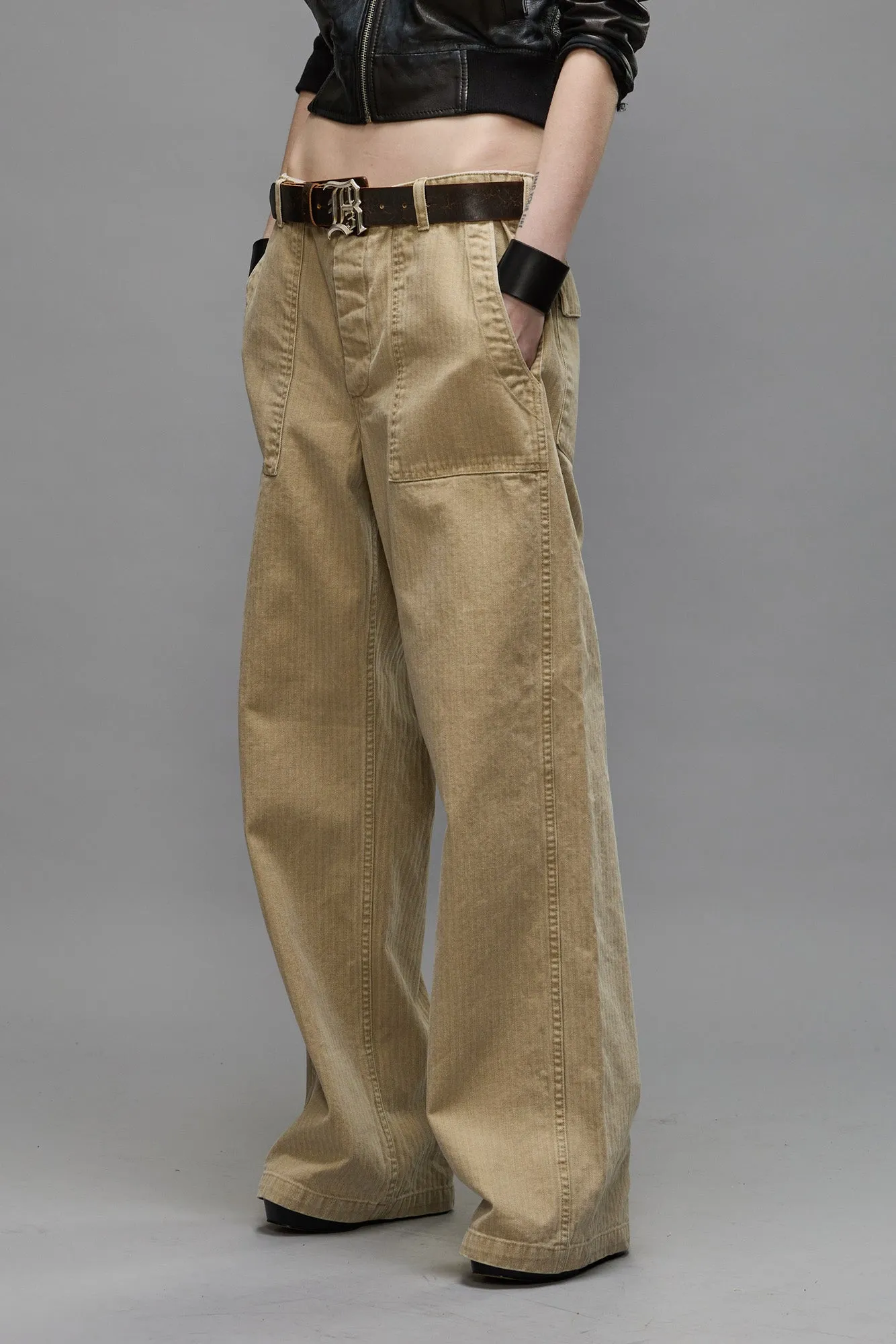 WIDE LEG UTILITY PANT - BEIGE sold by R13
