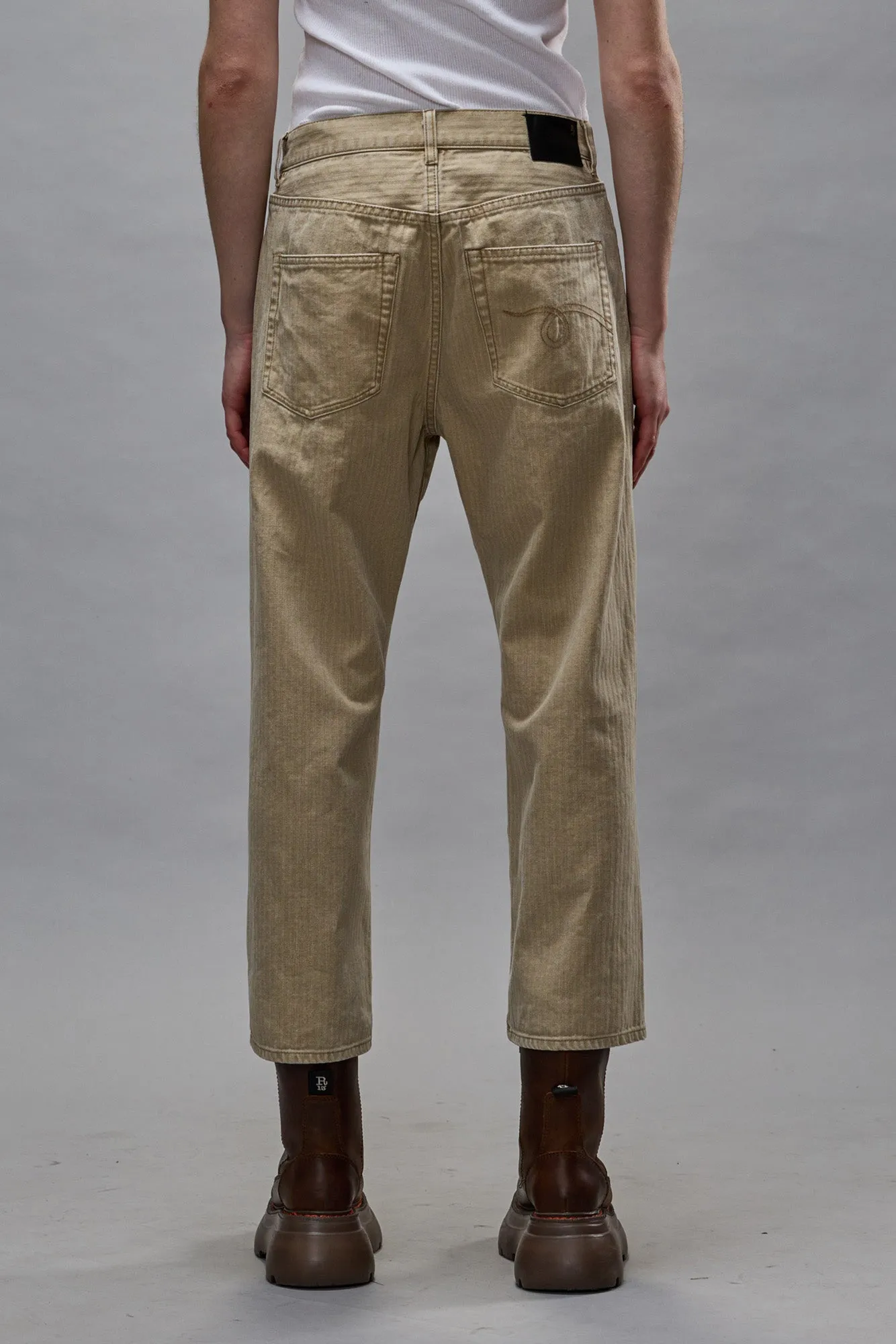 X-BOYFRIEND JEAN - KHAKI HERRINGBONE TWILL sold by R13 product image thumbnail 4