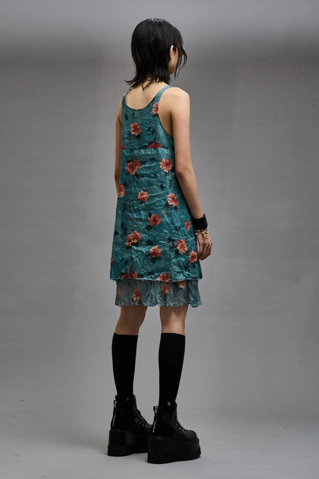 LAYERED FLOUNCE TANK SLIP - BLUE FLORAL sold by R13 product image thumbnail 4