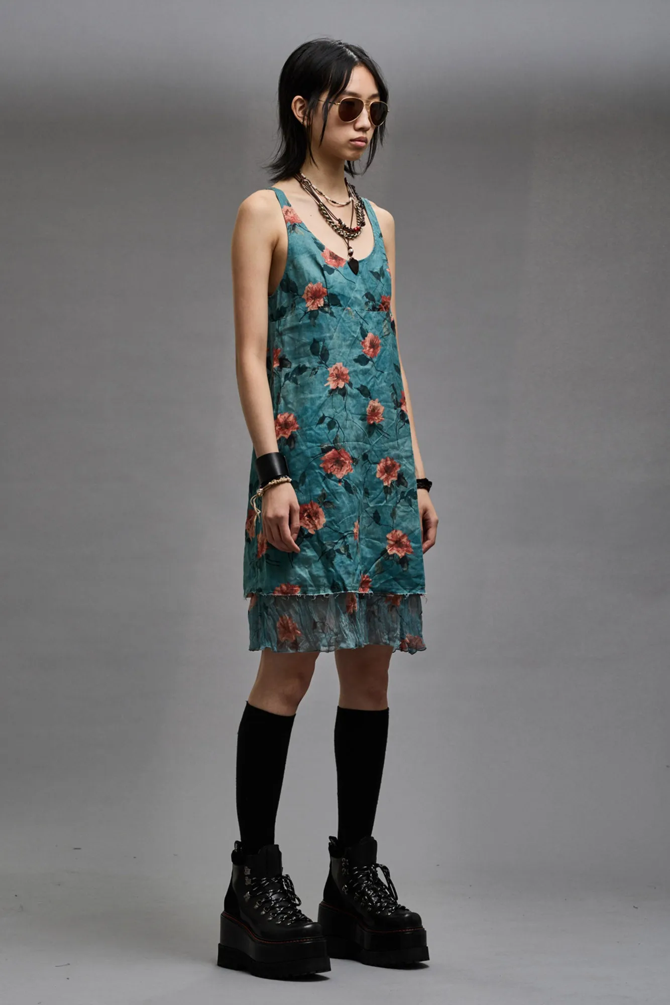 LAYERED FLOUNCE TANK SLIP - BLUE FLORAL sold by R13 product image thumbnail 3