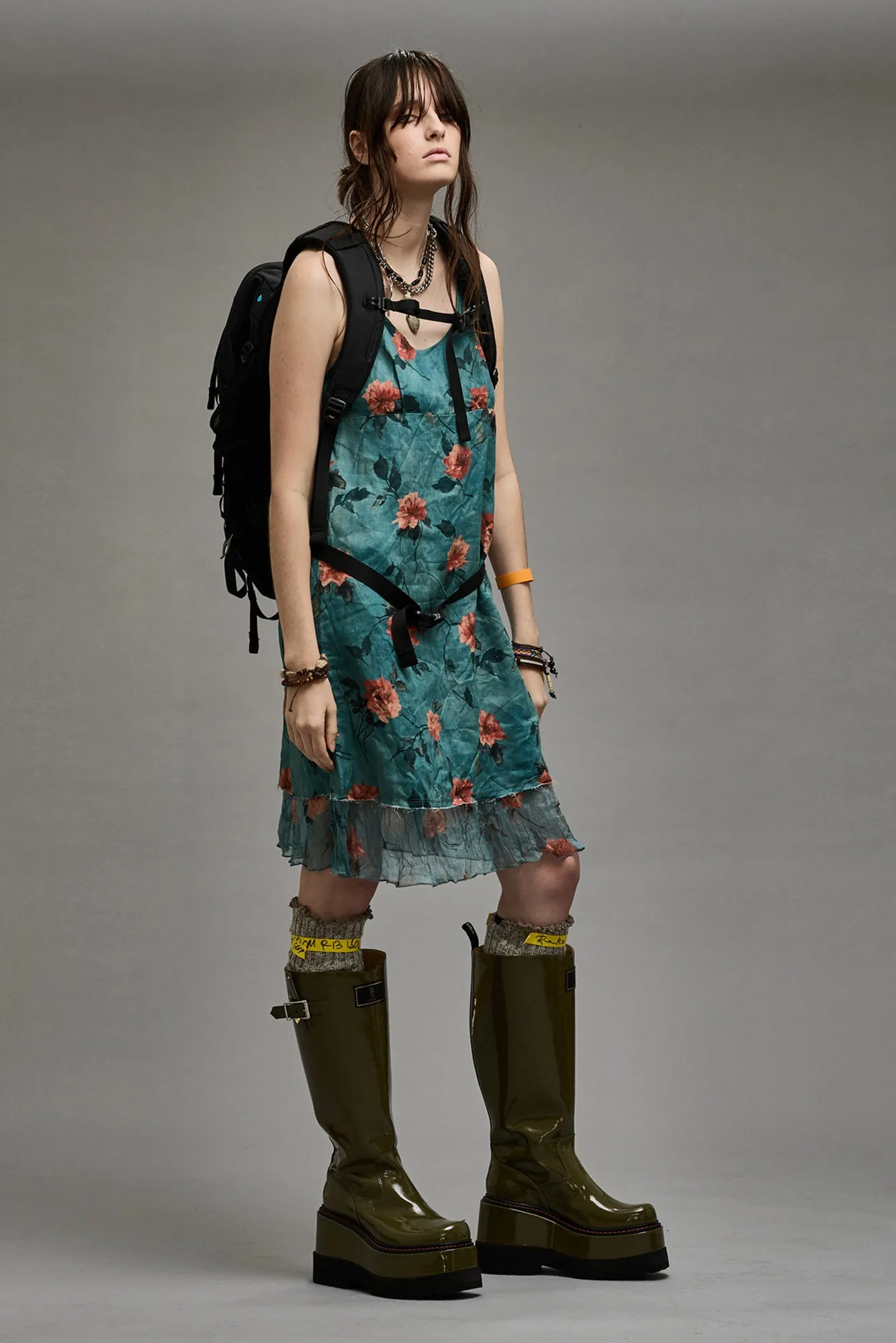 LAYERED FLOUNCE TANK SLIP - BLUE FLORAL sold by R13