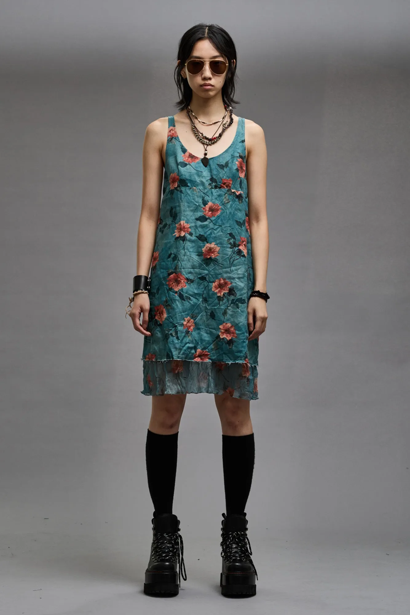 LAYERED FLOUNCE TANK SLIP - BLUE FLORAL sold by R13 product image thumbnail 2