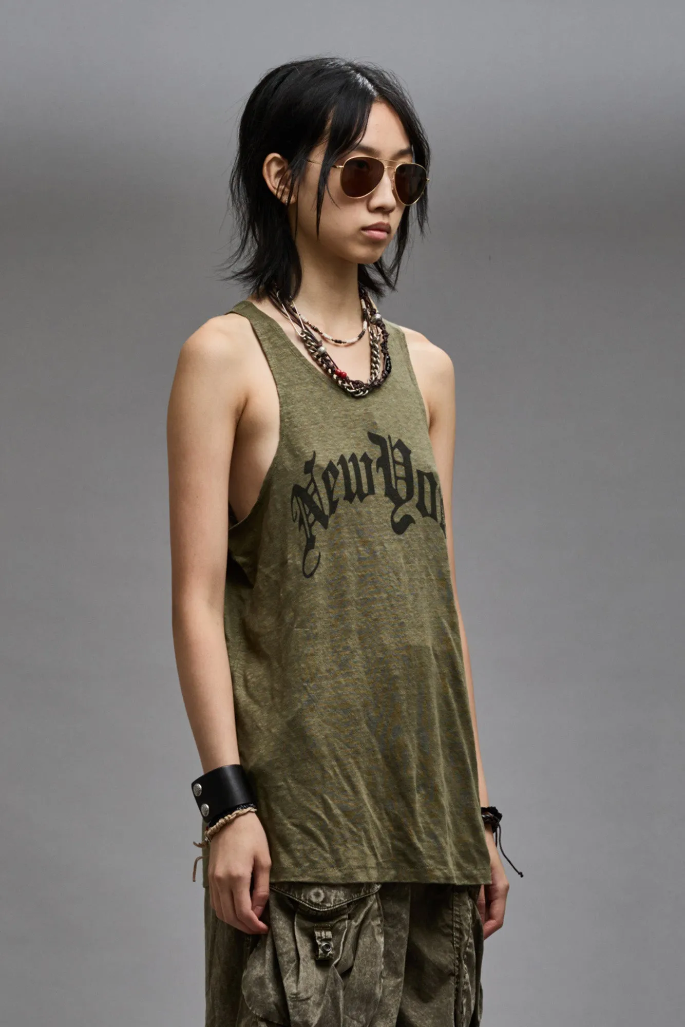 NEW YORK RELAXED TANK - OLIVE sold by R13 product image thumbnail 4