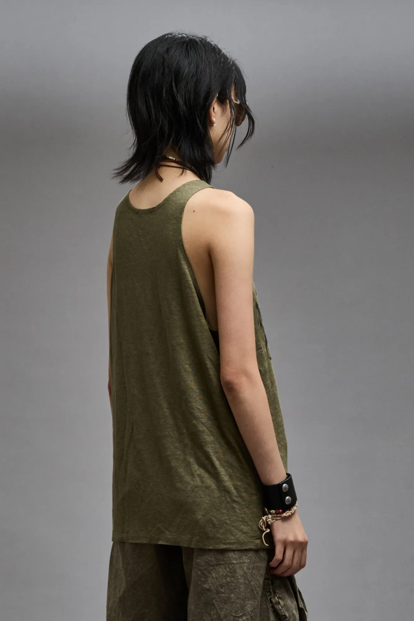 NEW YORK RELAXED TANK - OLIVE sold by R13 product image thumbnail 5
