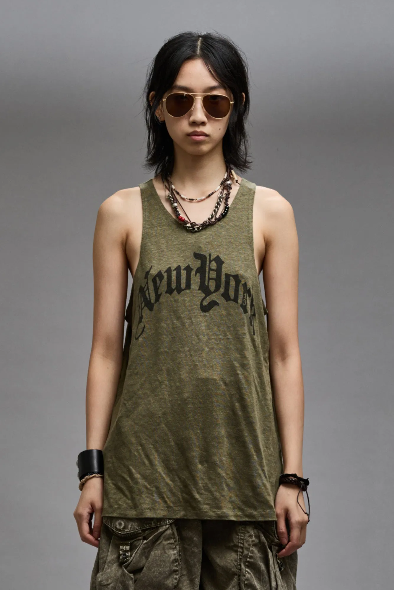NEW YORK RELAXED TANK - OLIVE sold by R13 product image thumbnail 3