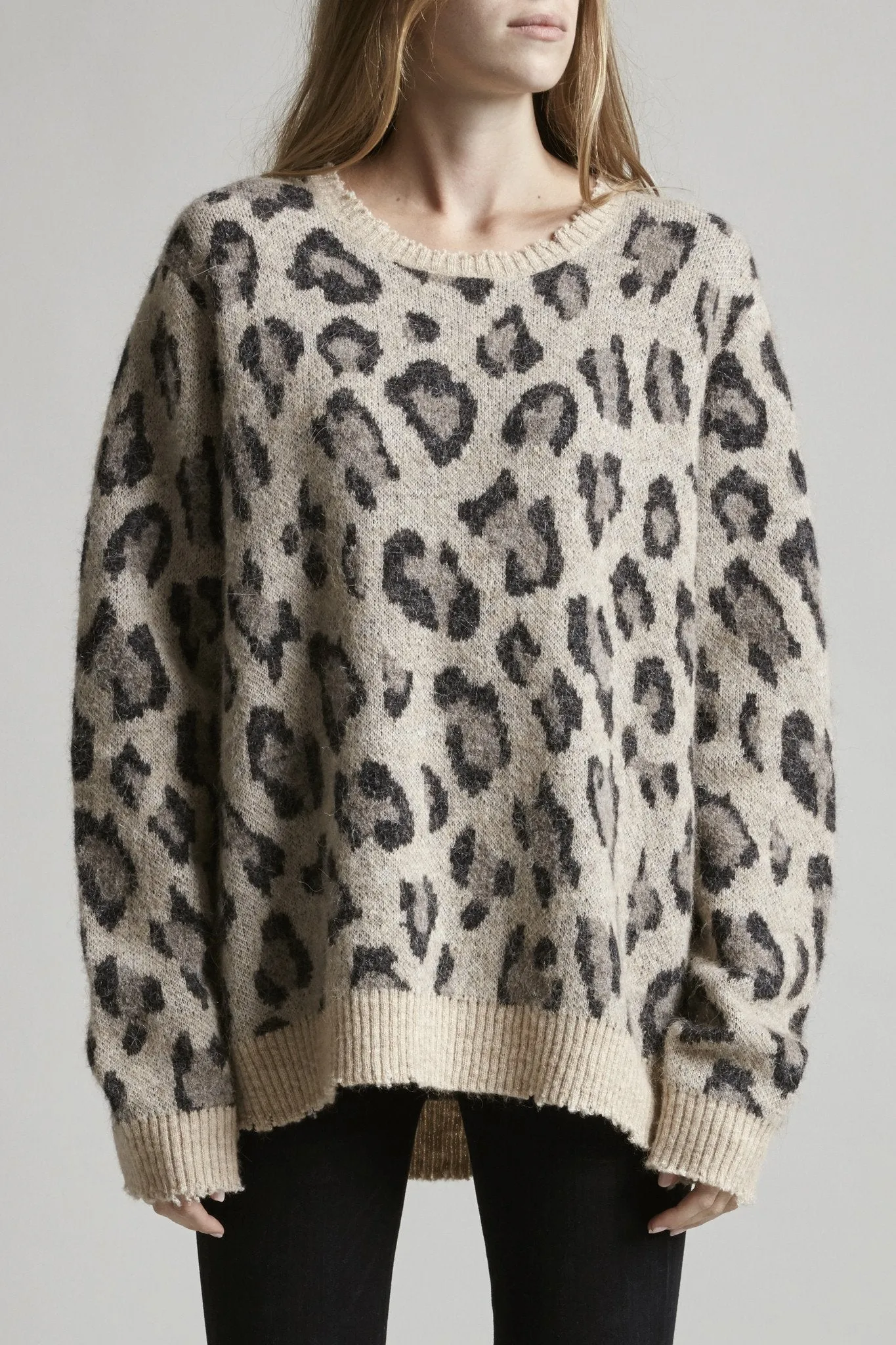 LEOPARD CASHMERE CREWNECK SWEATER - LEOPARD sold by R13 product image thumbnail 2