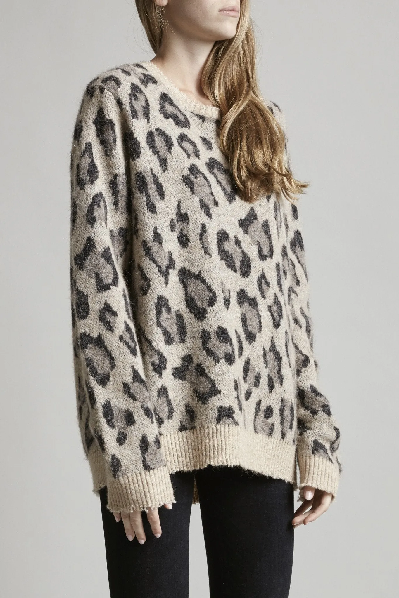 LEOPARD CASHMERE CREWNECK SWEATER - LEOPARD sold by R13 product image thumbnail 3