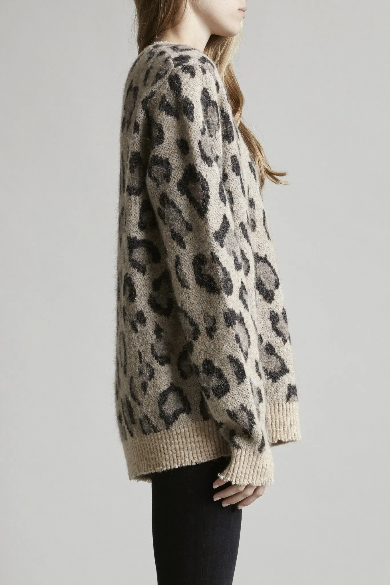 LEOPARD CASHMERE CREWNECK SWEATER - LEOPARD sold by R13 product image thumbnail 4