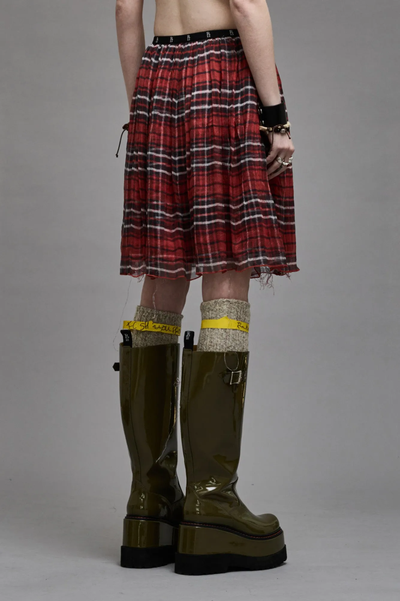 DOUBLE LAYER KILT SKIRT - RED PLAID sold by R13 product image thumbnail 5