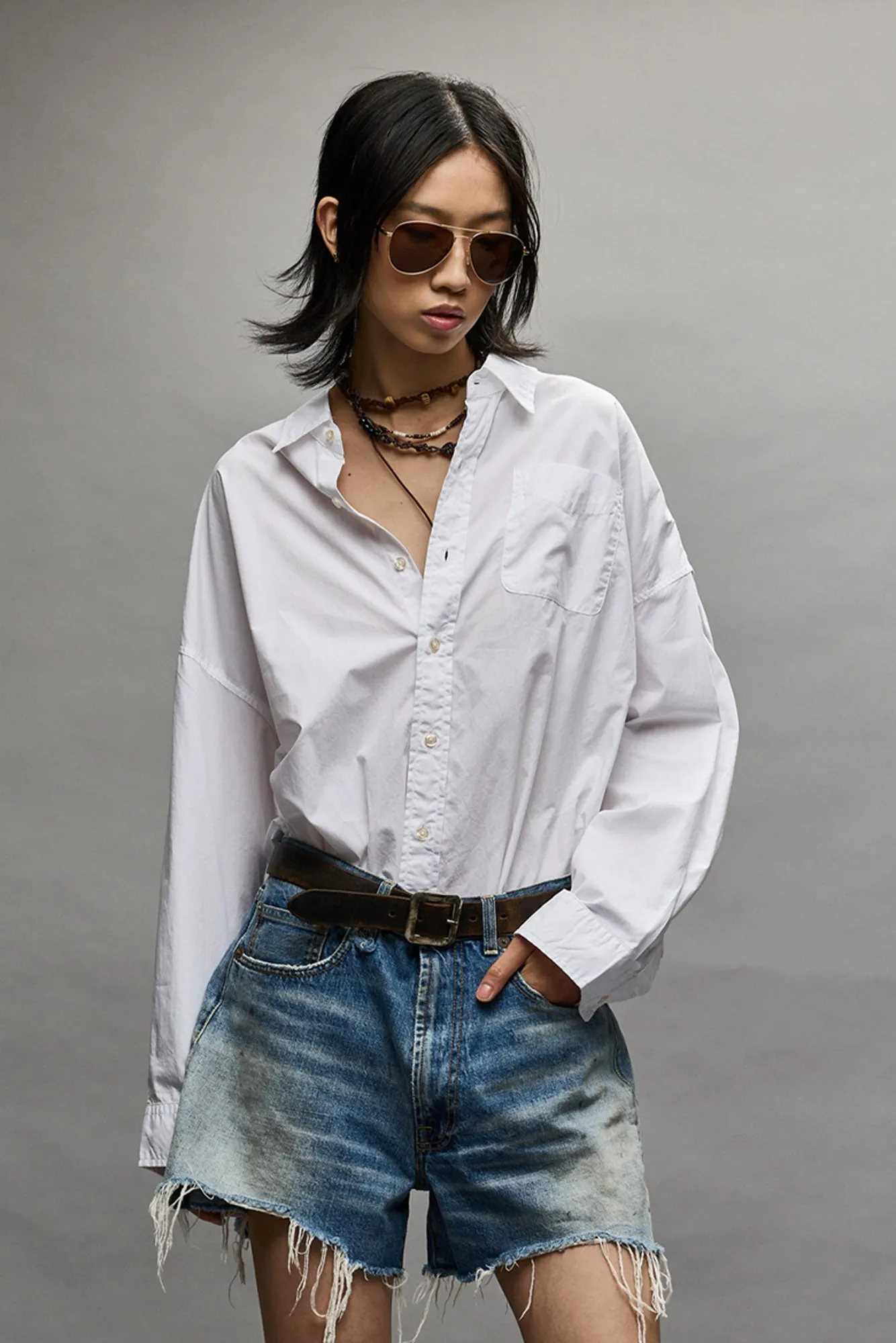 DROP NECK SHIRT - WHITE sold by R13