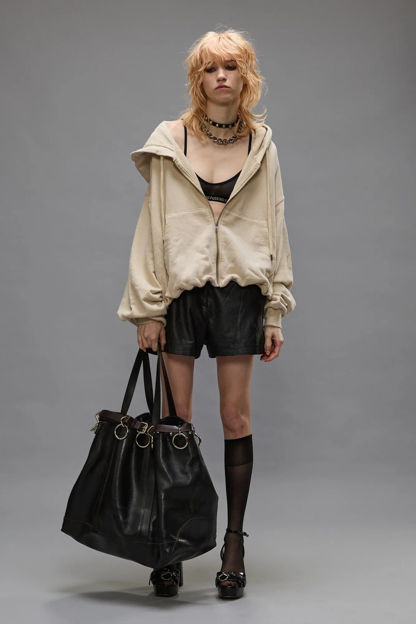 BALLOON ZIP-UP HOODIE - STONE sold by R13 product image thumbnail 2