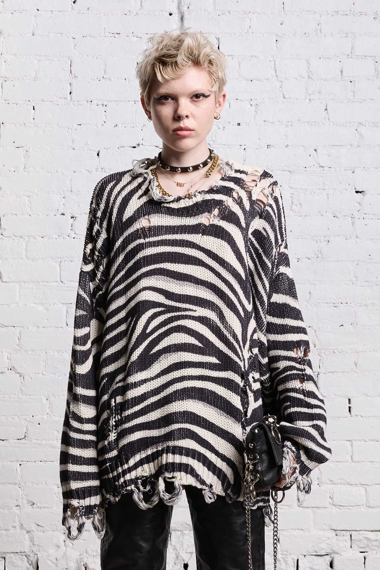 OVERSIZED SWEATER - ZEBRA PRINT sold by R13 product image thumbnail 3