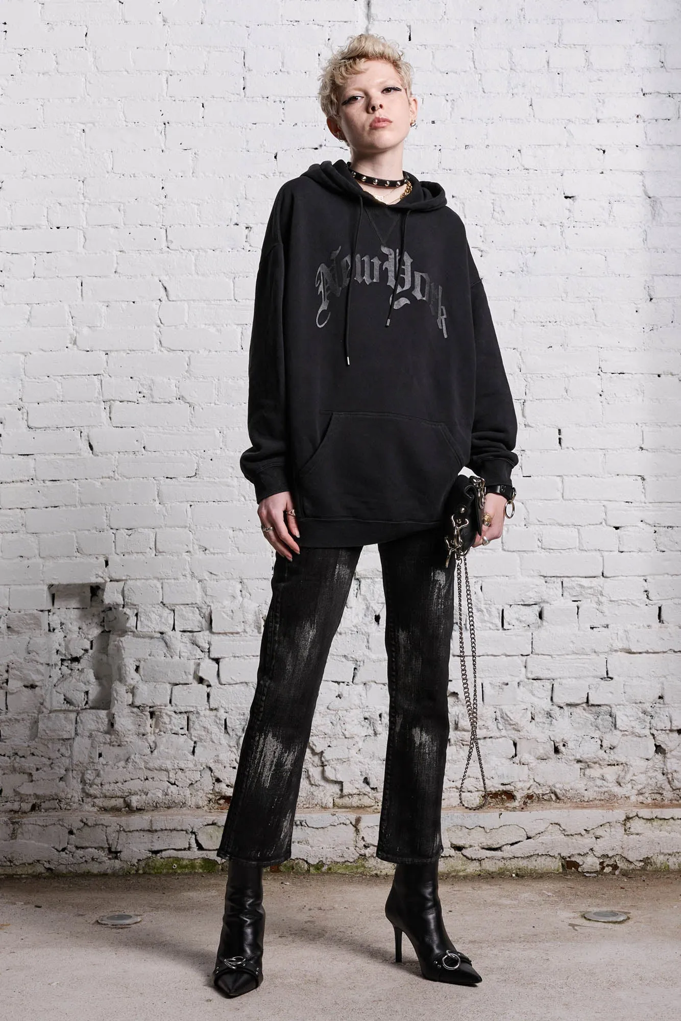 OVERSIZED NEW YORK HOODIE - BLACKOUT sold by R13 product image thumbnail 2