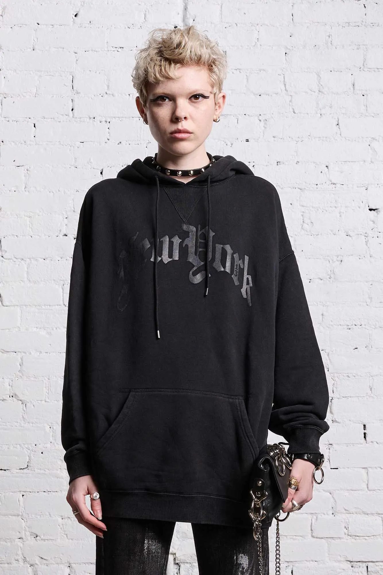 OVERSIZED NEW YORK HOODIE - BLACKOUT sold by R13 product image thumbnail 3