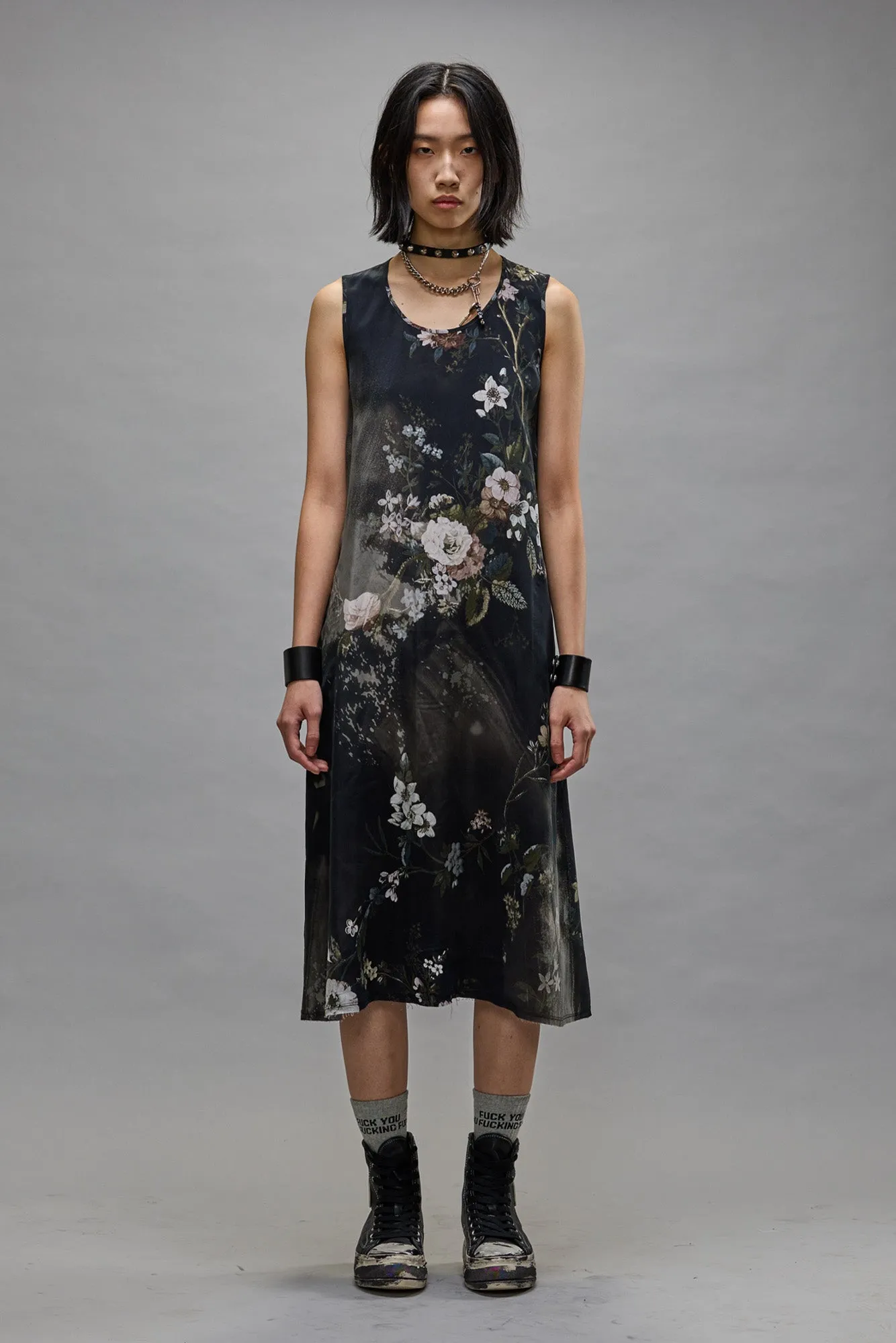 SLEEVELESS MIDI - BLEACHED BLACK FLORAL sold by R13 product image thumbnail 2