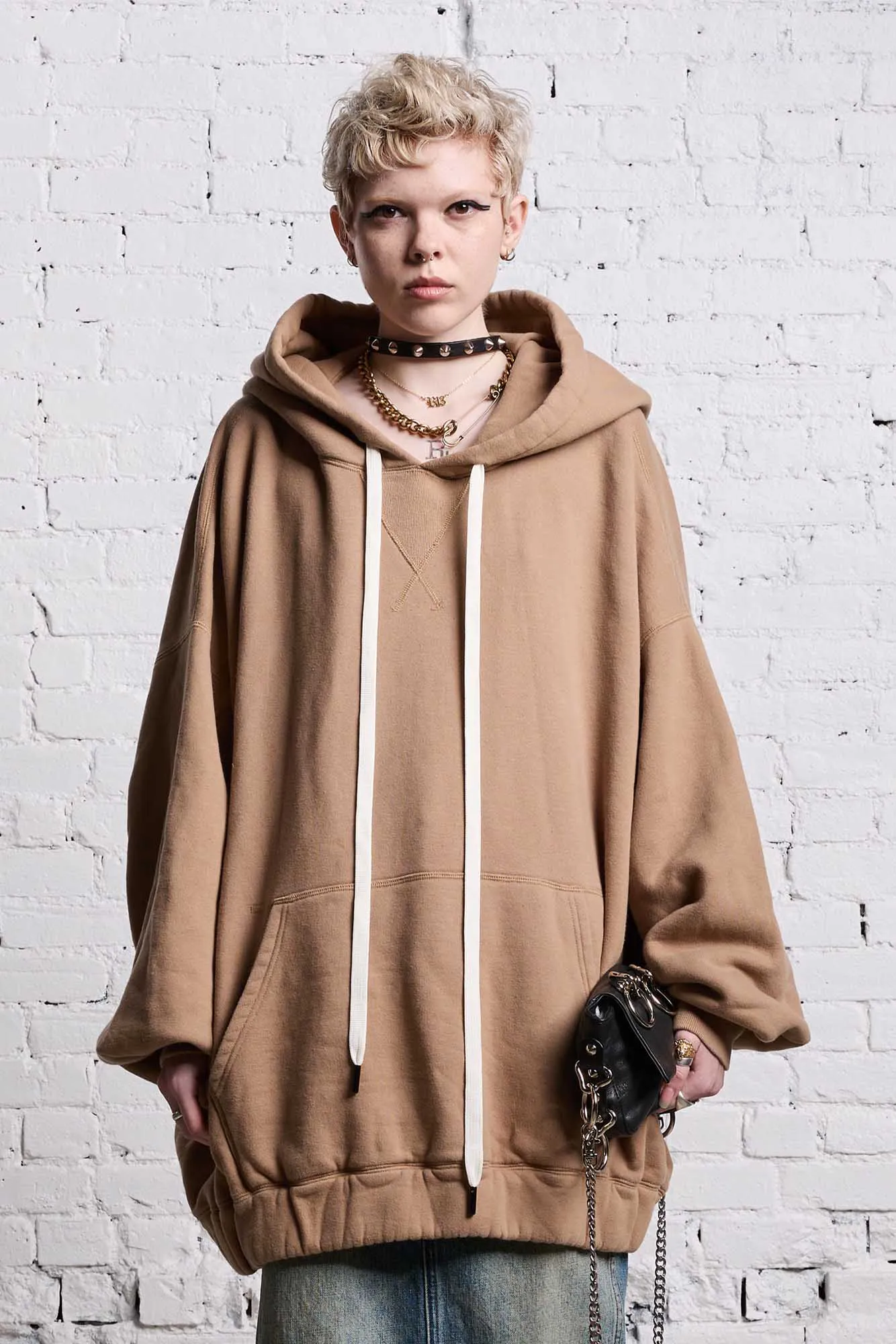 JUMBO PULLOVER HOODIE - KHAKI sold by R13 product image thumbnail 3