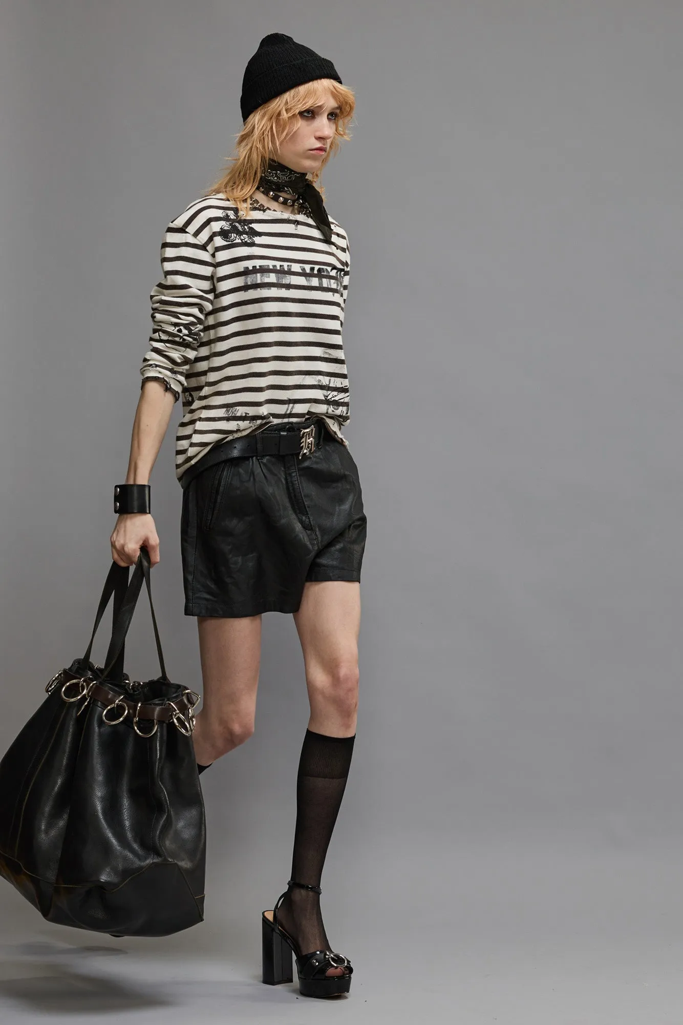 LONG SLEEVE BRETON TEE - BLACK AND WHITE STRIPE sold by R13 product image thumbnail 2