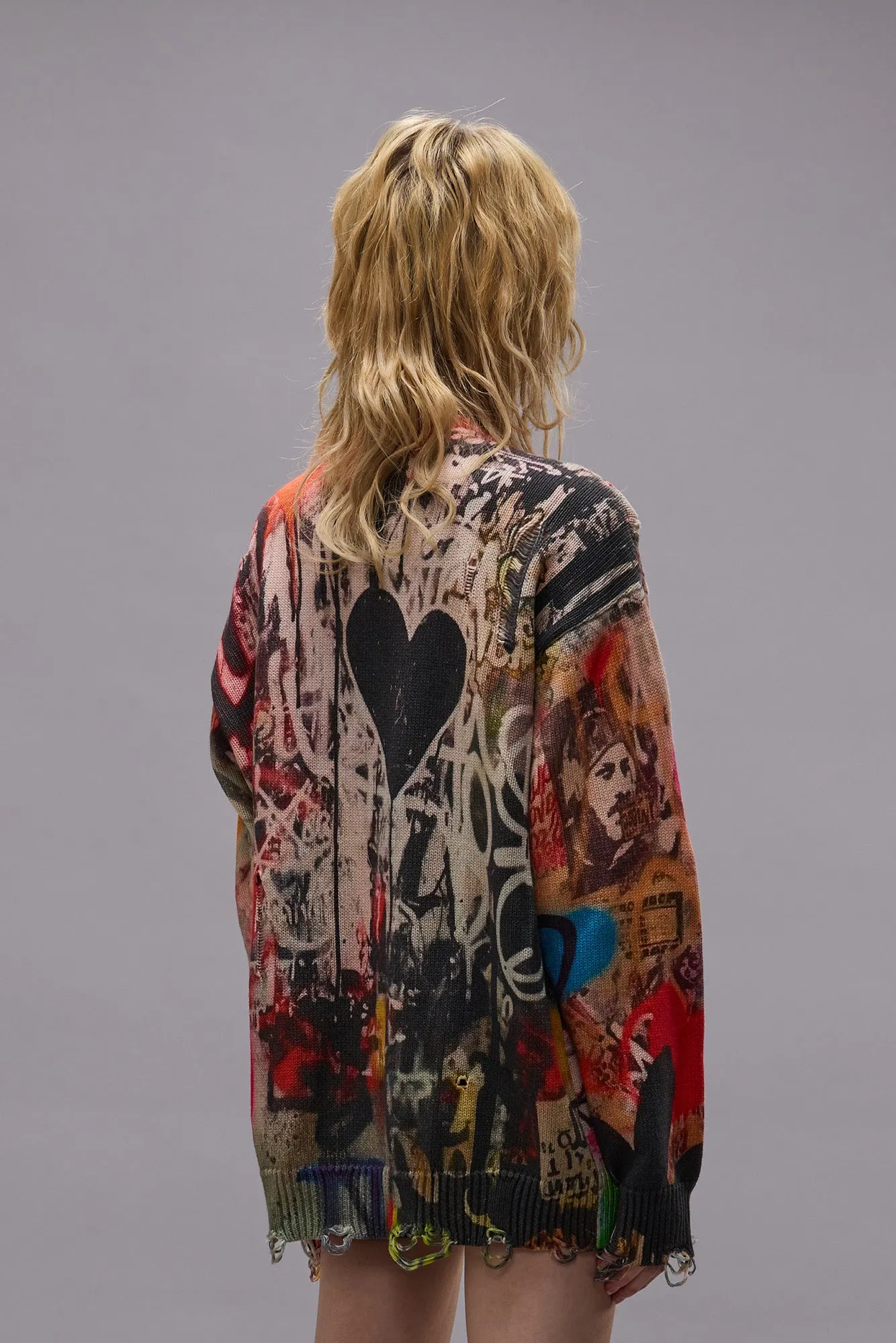 PRINTED BOYFRIEND SWEATER - HEART GRAFFITI PRINT sold by R13 product image thumbnail 5