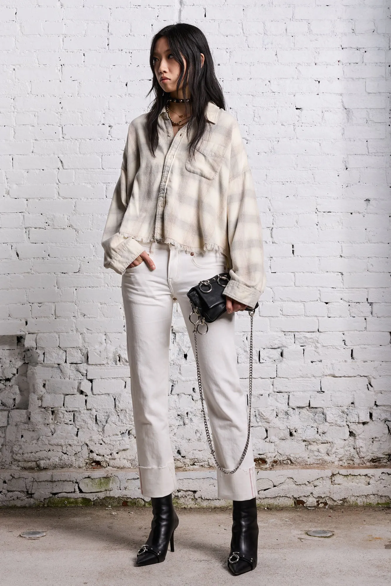 CUFFED BOY STRAIGHT - SUTTON SELVEDGE WHITE sold by R13 product image thumbnail 2