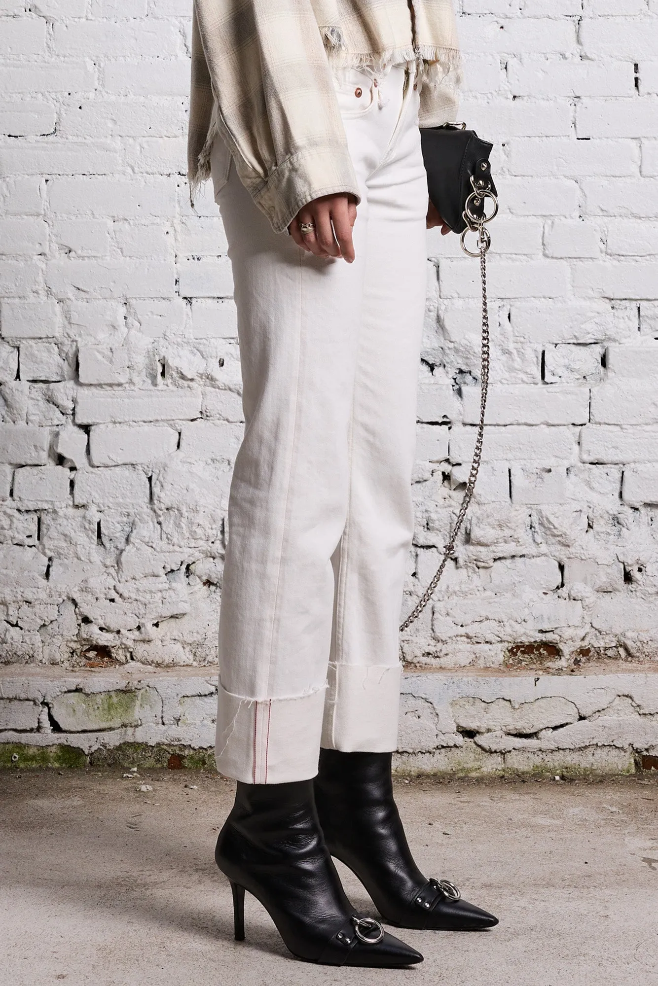 CUFFED BOY STRAIGHT - SUTTON SELVEDGE WHITE sold by R13 product image thumbnail 4