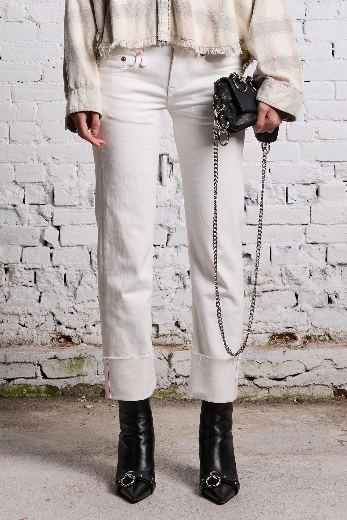 CUFFED BOY STRAIGHT - SUTTON SELVEDGE WHITE sold by R13 product image thumbnail 3