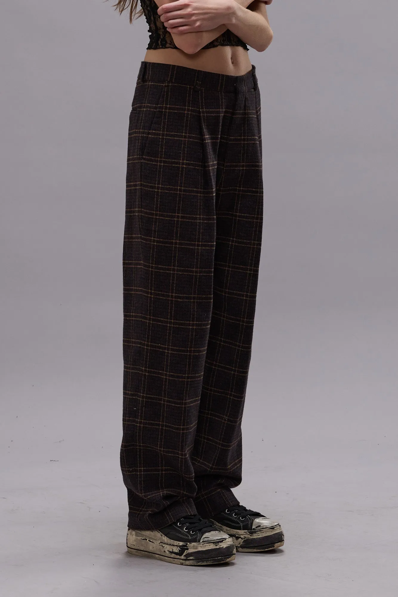 RELAXED TROUSER - DARK BROWN PLAID sold by R13 product image thumbnail 4