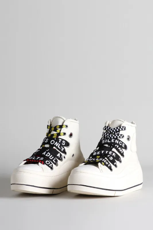 MEN'S DOUBLE GROMMET KURT HIGH TOP SNEAKER - ECRU sold by R13