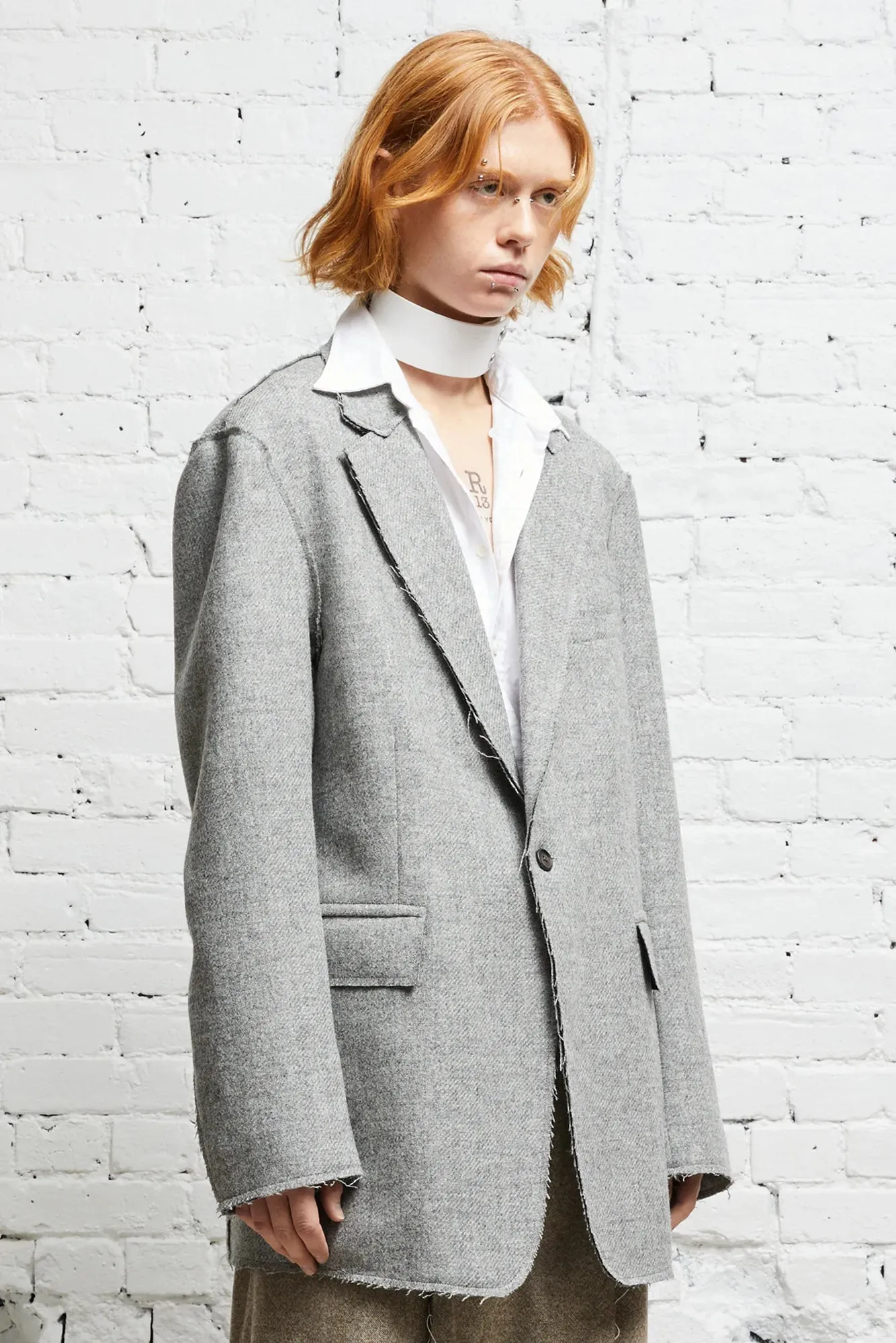 RAW CUT BLAZER - LIGHT HEATHER GREY sold by R13 product image thumbnail 3