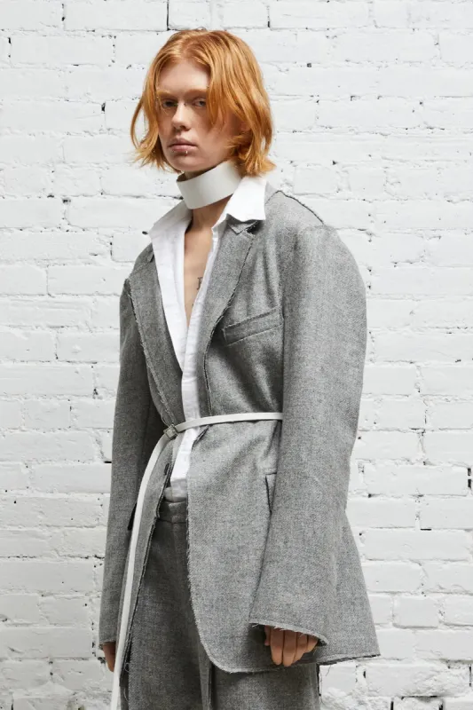 RAW CUT BLAZER - LIGHT HEATHER GREY sold by R13