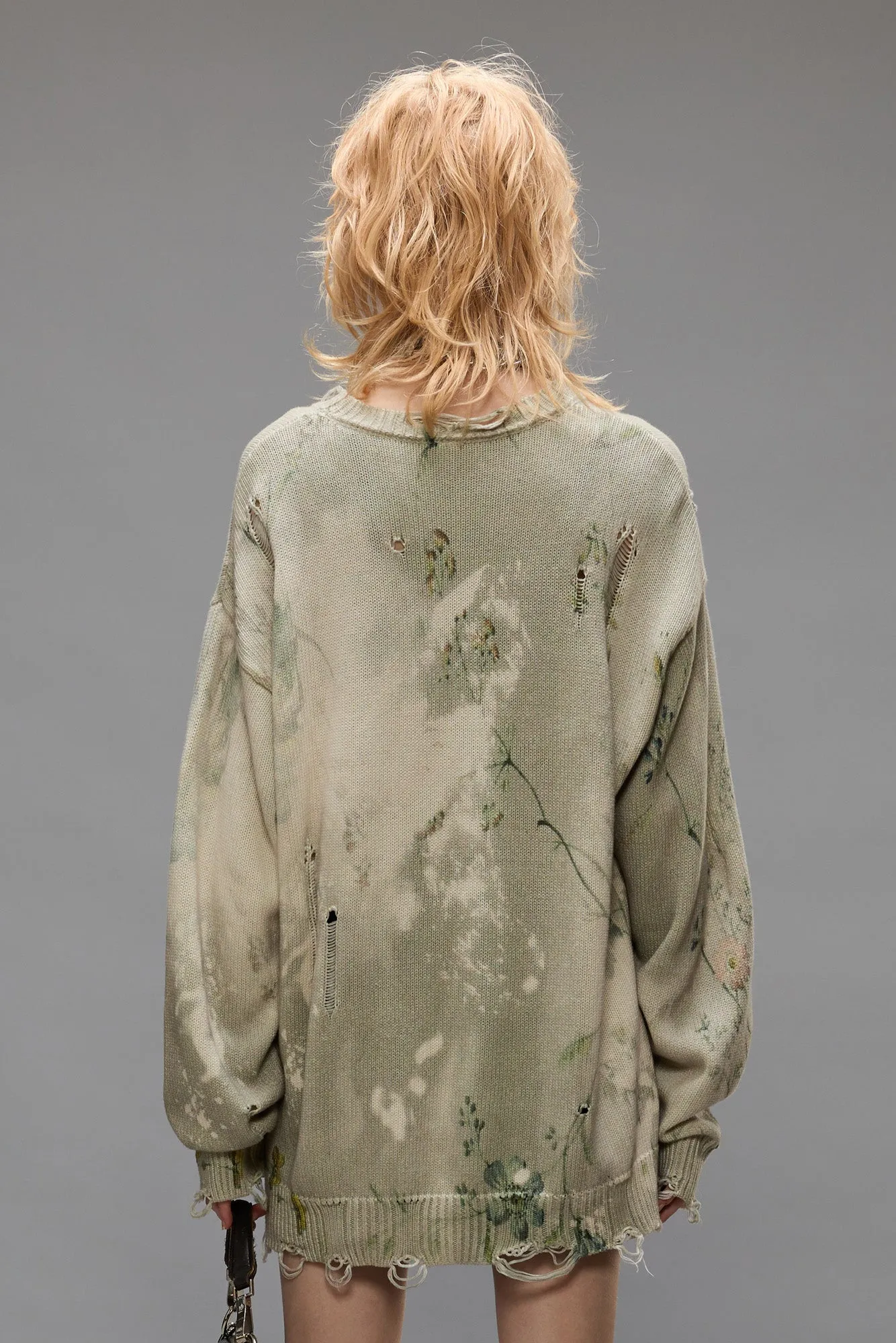 PRINTED BOYFRIEND SWEATER - BLEACHED CREAM FLORAL sold by R13 product image thumbnail 4