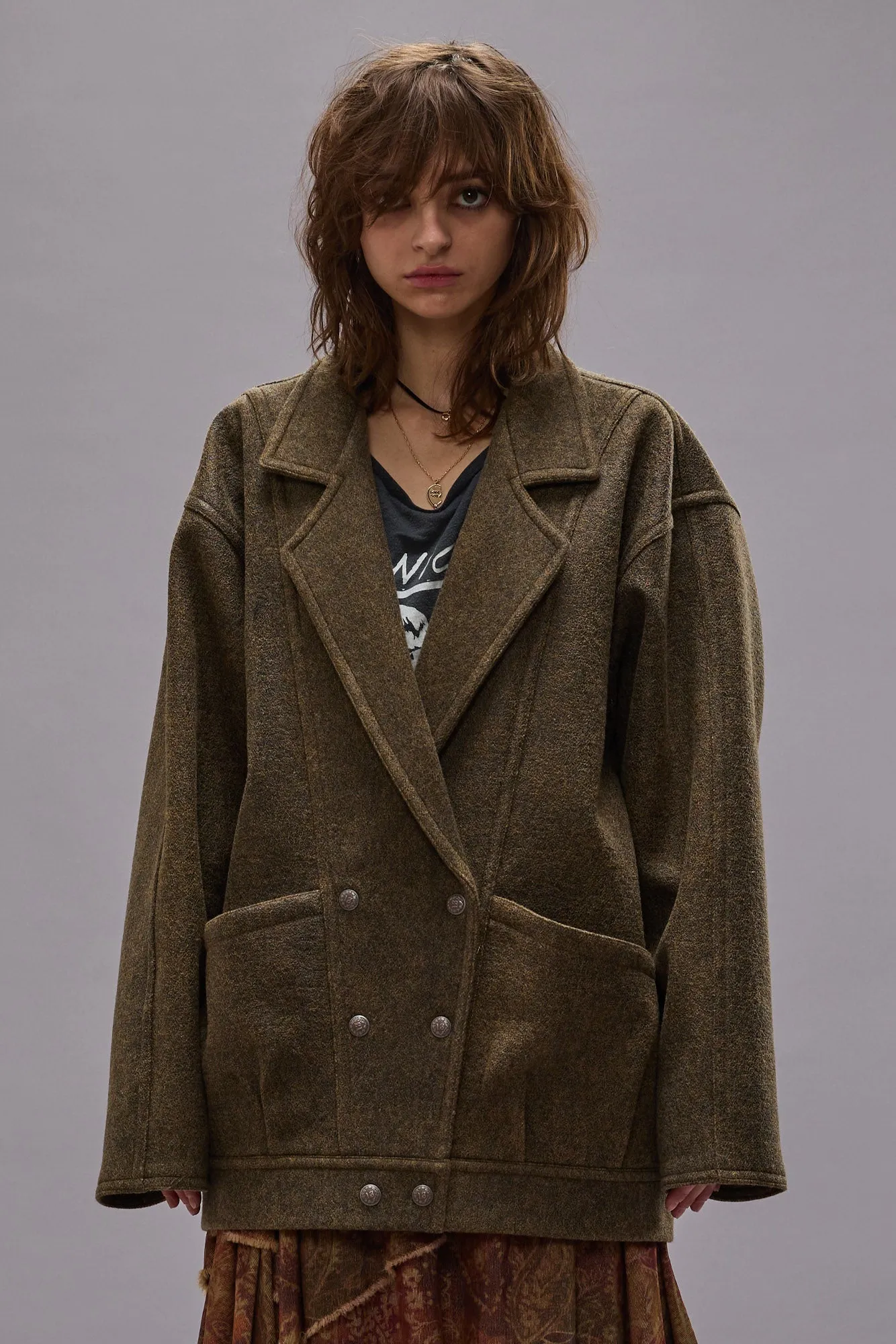 DOUBLE BREASTED JACKET - COATED WOOL sold by R13 product image thumbnail 3