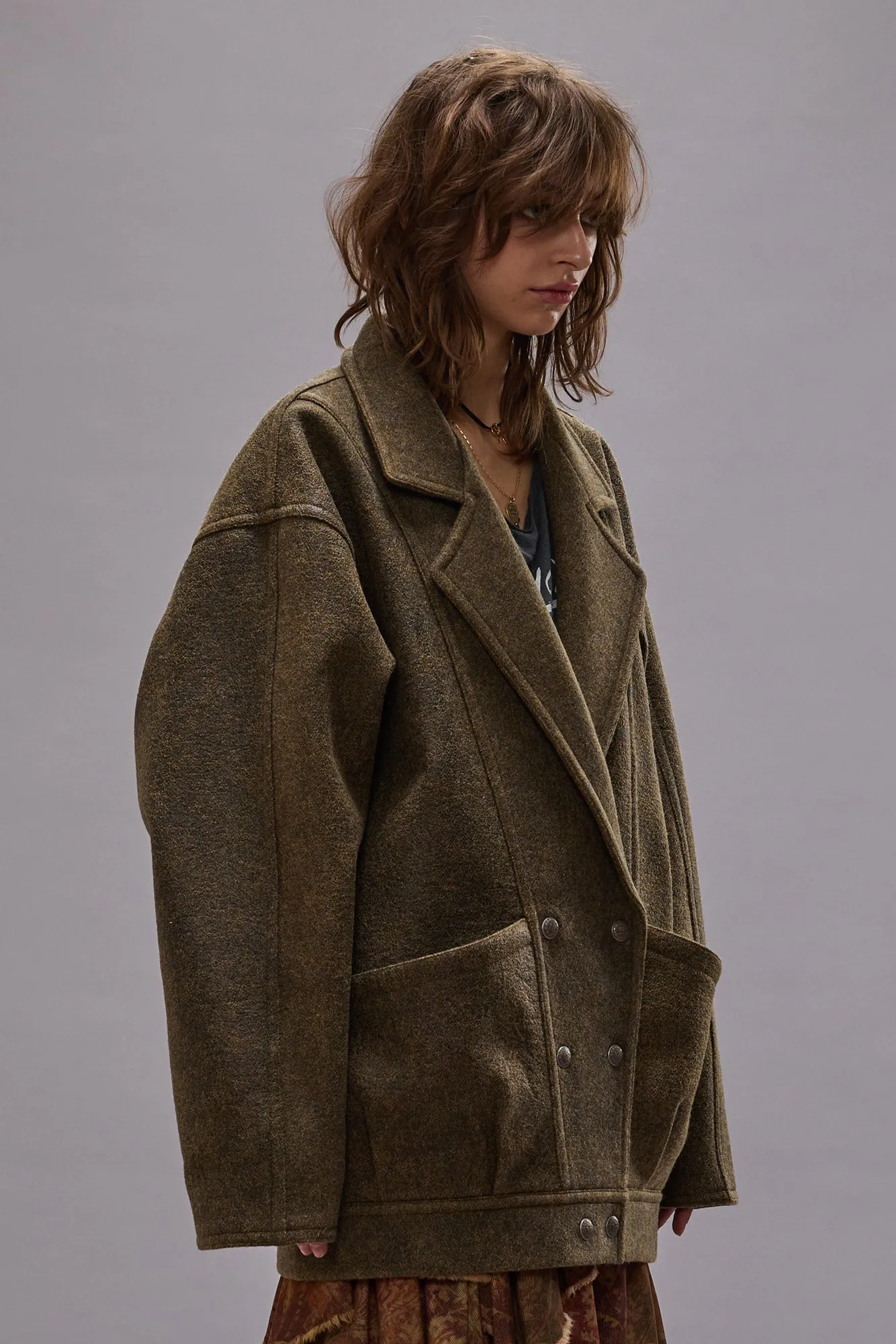 DOUBLE BREASTED JACKET - COATED WOOL sold by R13 product image thumbnail 5