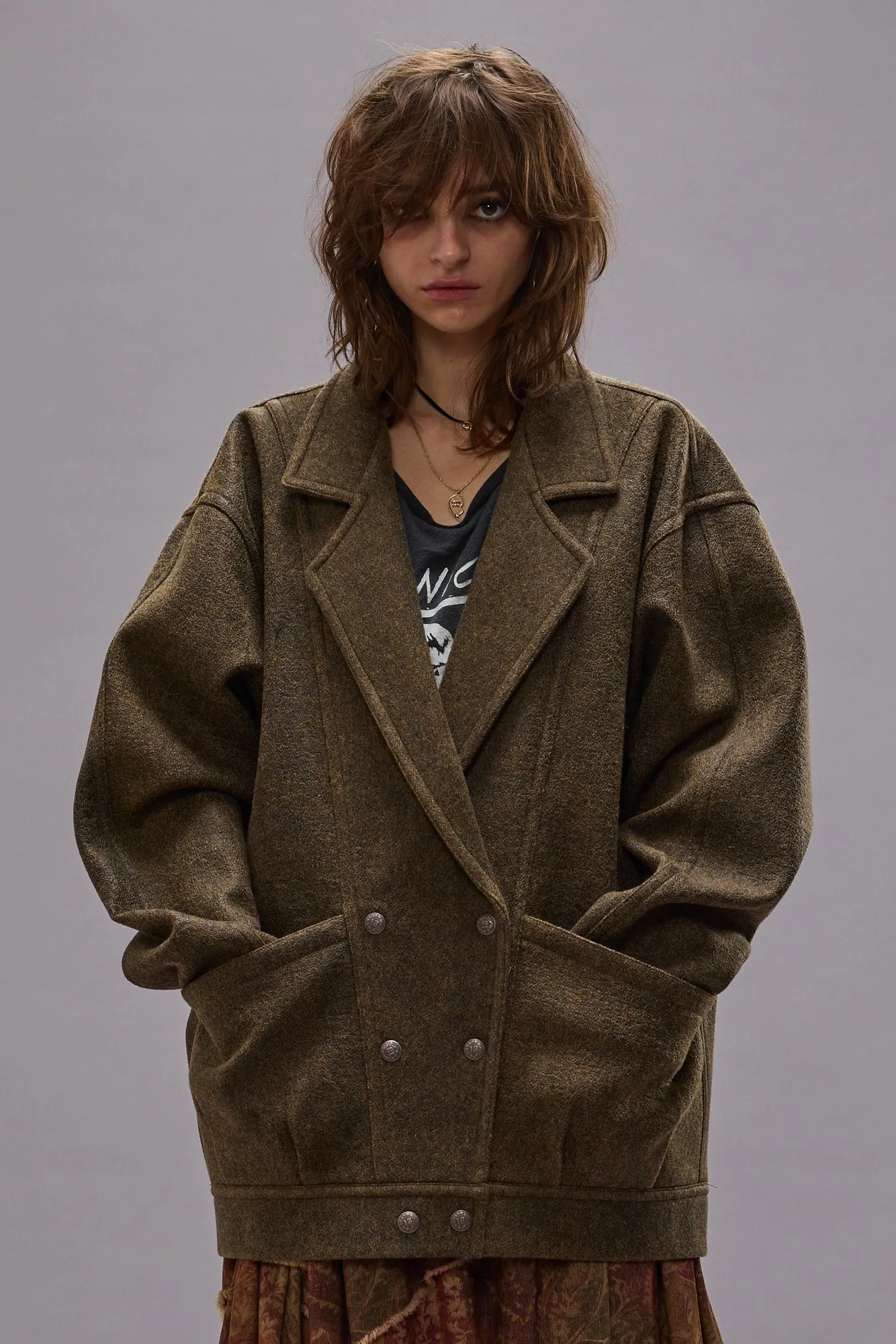 DOUBLE BREASTED JACKET - COATED WOOL sold by R13 product image thumbnail 4