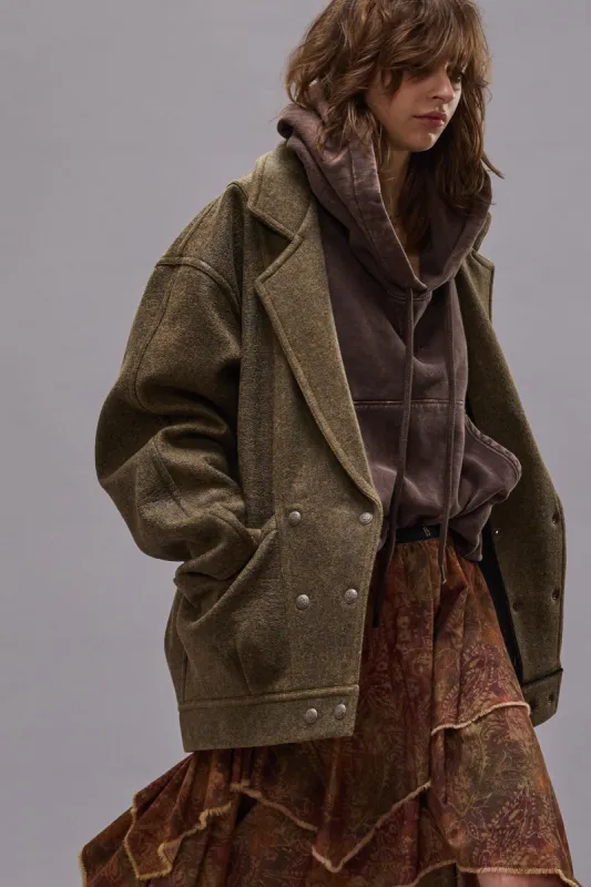 DOUBLE BREASTED JACKET - COATED WOOL sold by R13