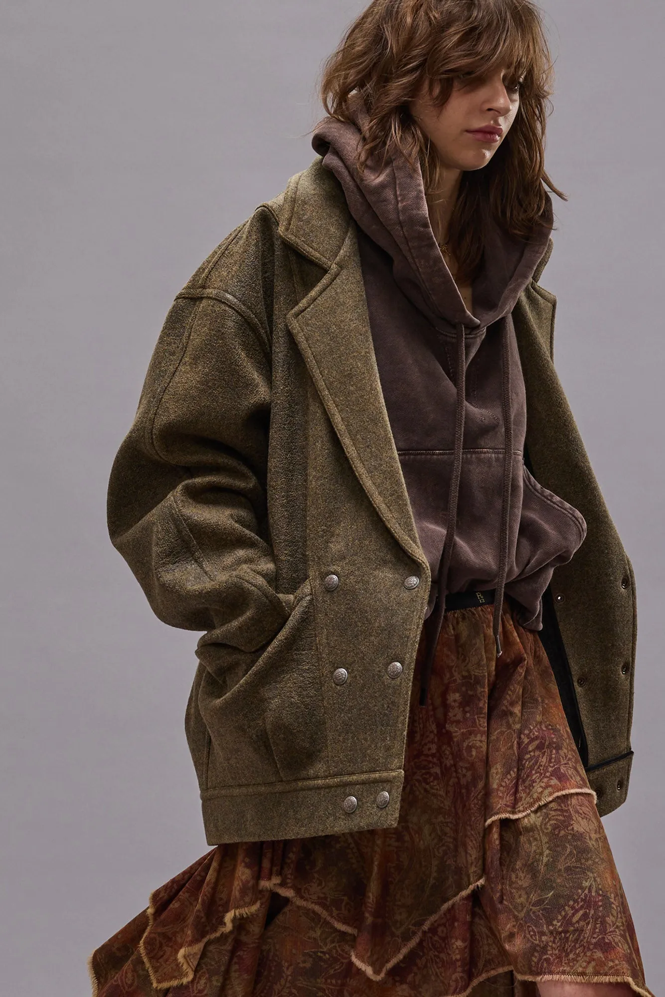 DOUBLE BREASTED JACKET - COATED WOOL sold by R13