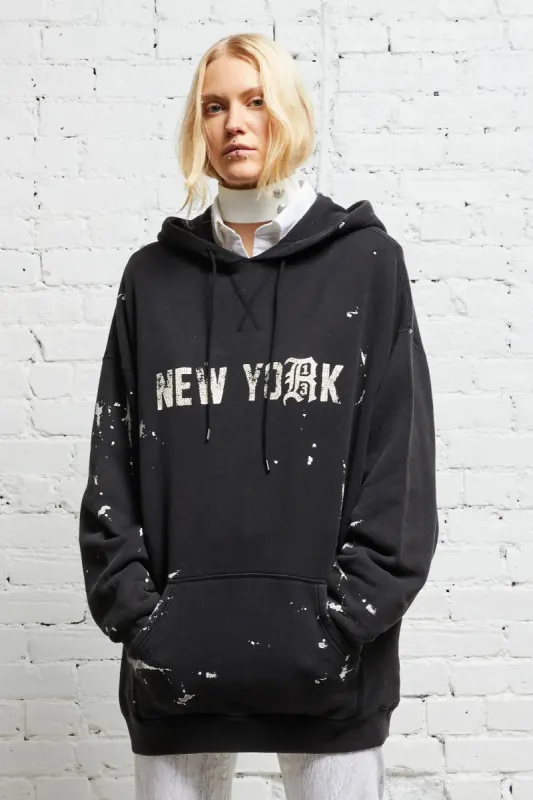 R13 NEW YORK HOODIE - ACID BLACK sold by R13