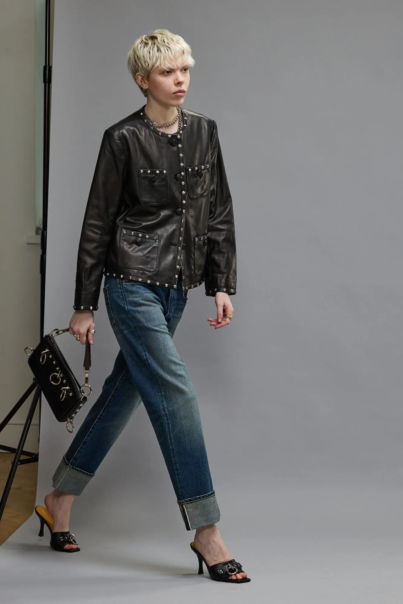 CROPPED SLOUCH JACKET - BLACK sold by R13 product image thumbnail 3