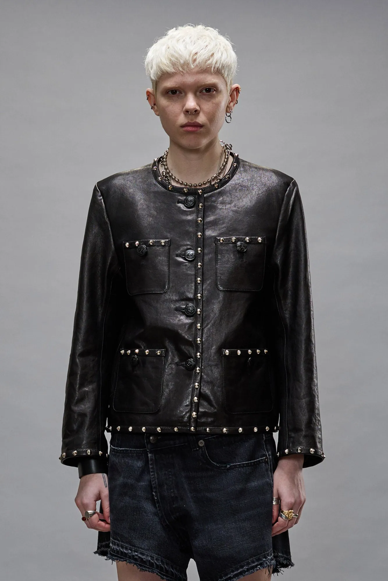 CROPPED SLOUCH JACKET - BLACK sold by R13 product image thumbnail 4